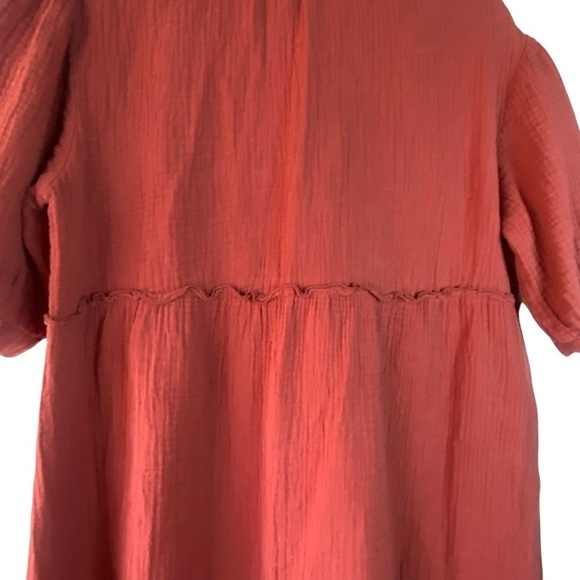 Drew Amber Tiered Cotton Gauze
Half Puff Button Sleeve Mini Sheath Dress SZ S - Picture 9 of 12